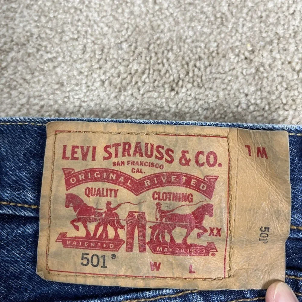 Levis 501 XX Jeans Men Sz 46x34 Actual‎ 49x34 Button Fly Blue Denim Straight Leg